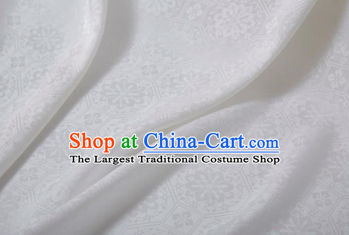Chinese Classical Septaria Pattern Design White Silk Fabric Asian Traditional Cheongsam Brocade Material