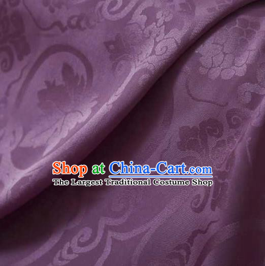 Chinese Classical Grape Vine Pattern Design Purple Silk Fabric Asian Traditional Cheongsam Brocade Material