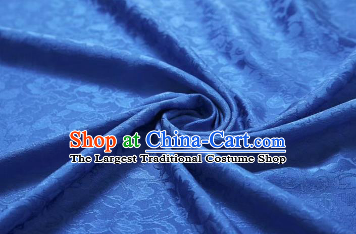 Chinese Classical Peony Pattern Design Blue Silk Fabric Asian Traditional Cheongsam Brocade Material