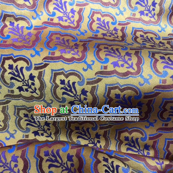 Chinese Classical Pattern Design Yellow Silk Fabric Asian Traditional Cheongsam Brocade Material