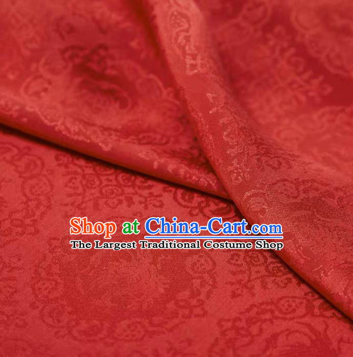 Chinese Classical Rosefinch Pattern Design Red Silk Fabric Asian Traditional Cheongsam Brocade Material