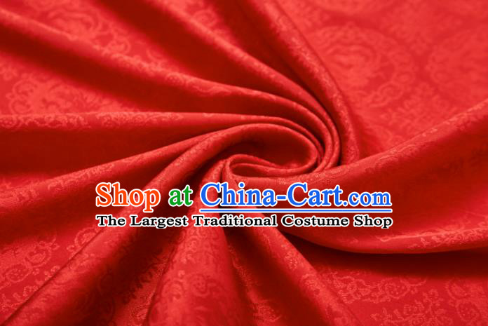 Chinese Classical Rosefinch Pattern Design Red Silk Fabric Asian Traditional Cheongsam Brocade Material