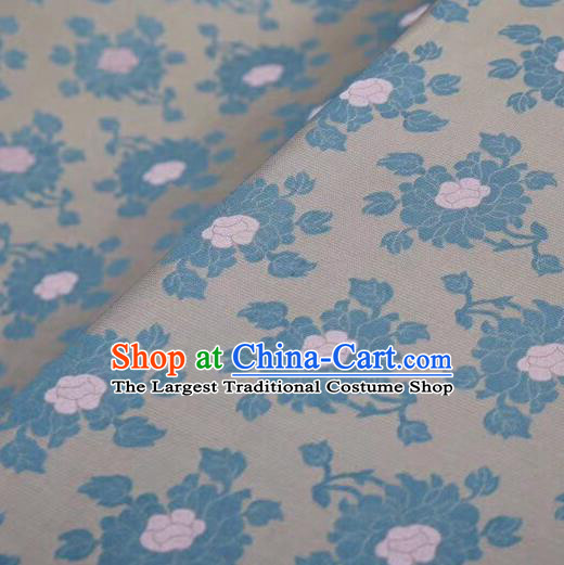 Chinese Classical Flowers Pattern Design Grey Silk Fabric Asian Traditional Cheongsam Brocade Material