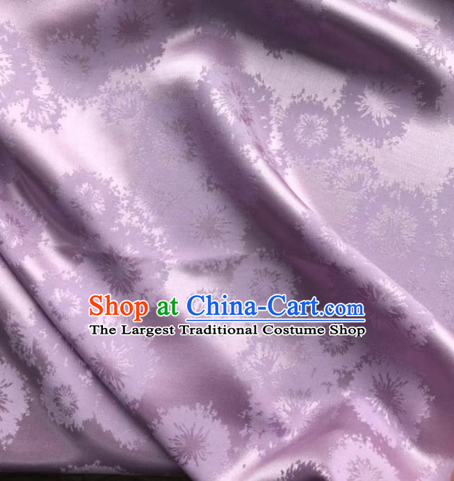 Chinese Classical Dandelion Pattern Design Lilac Silk Fabric Asian Traditional Cheongsam Brocade Material