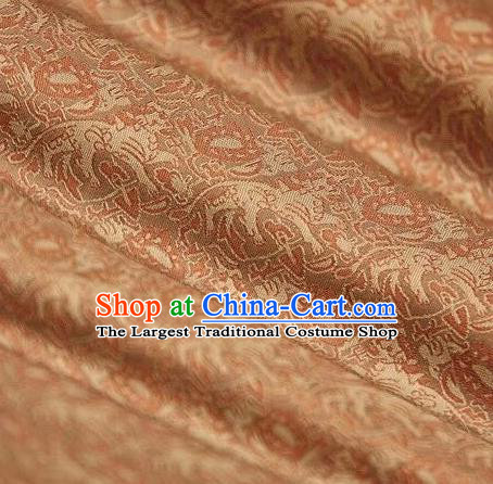 Chinese Classical Pattern Design Orange Silk Fabric Asian Traditional Cheongsam Brocade Material