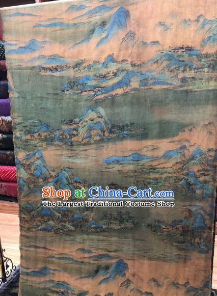 Asian Chinese Traditional Landscape Pattern Design Gambiered Guangdong Gauze Fabric Silk Material