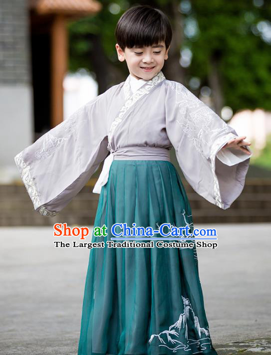 Chinese Traditional Han Dynasty Swordsman Costume Ancient Scholar Hanfu Clothing for Kids