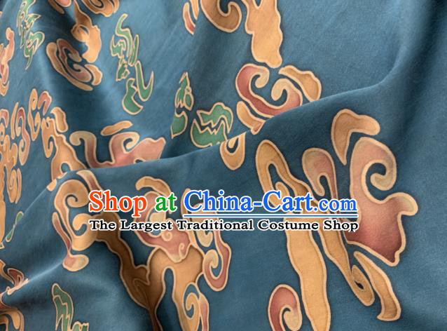Asian Chinese Traditional Auspicious Clouds Pattern Design Blue Gambiered Guangdong Gauze Fabric Silk Material