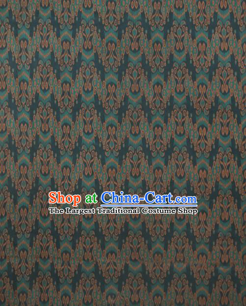 Chinese Classical Printing Ombre Flowers Pattern Design Navy Gambiered Guangdong Gauze Fabric Asian Traditional Cheongsam Silk Material