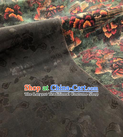 Asian Chinese Traditional Pattern Design Atrovirens Gambiered Guangdong Gauze Fabric Silk Material