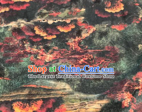 Asian Chinese Traditional Pattern Design Atrovirens Gambiered Guangdong Gauze Fabric Silk Material