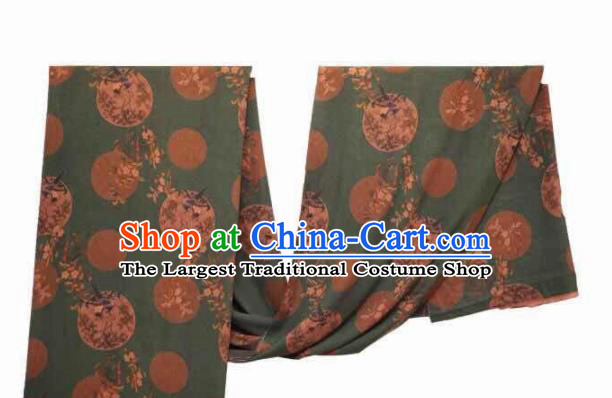 Asian Chinese Traditional Plum Pattern Design Deep Green Gambiered Guangdong Gauze Fabric Silk Material