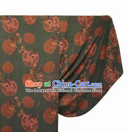 Asian Chinese Traditional Plum Pattern Design Deep Green Gambiered Guangdong Gauze Fabric Silk Material