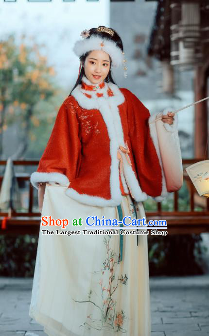 Chinese Ancient Rich Young Mistress Hanfu Dress Traditional Ming Dynasty Nobility Countess Embroidered Costumes for Women