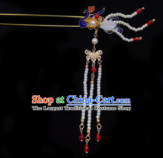 Chinese Classical Wedding Pearls Phoenix Hair Clip Hair Accessories Ancient Bride Tassel Hairpins for Women