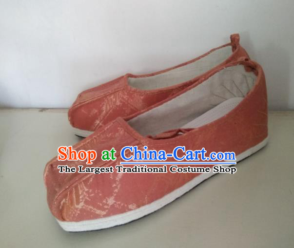 Chinese Kung Fu Shoes Orange Brocade Shoes Traditional Hanfu Shoes Opera Shoes for Men