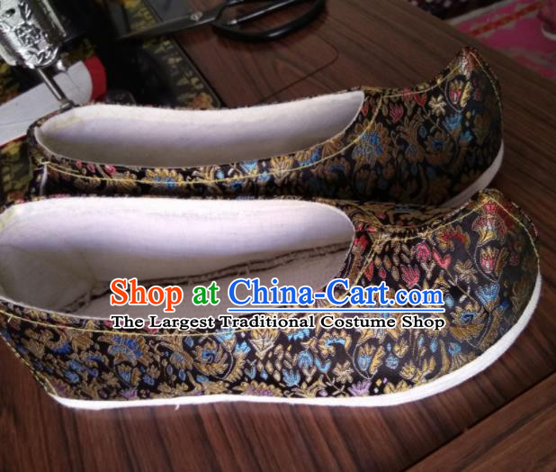 Chinese Traditional Black Brocade Bow Shoes Opera Shoes Hanfu Shoes Ancient Princess Shoes for Women