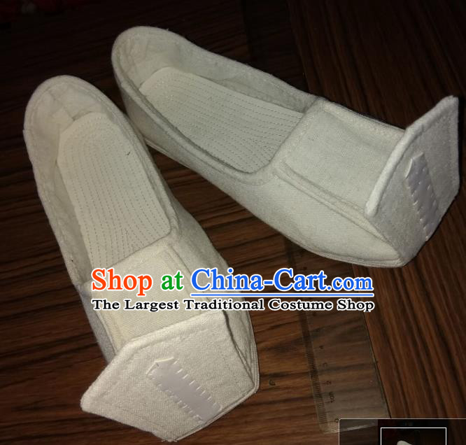 Chinese Kung Fu Shoes White Linen Shoes Traditional Hanfu Shoes Opera Shoes for Men