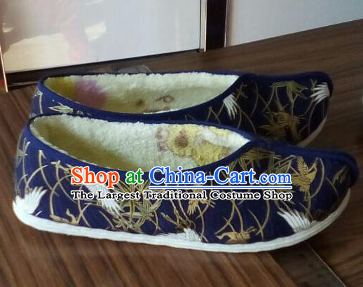 Chinese Traditional Handmade Royalblue Brocade Shoes Opera Shoes Hanfu Shoes Ancient Princess Shoes for Women