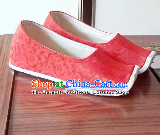 Chinese Traditional Handmade Red Satin Shoes Opera Shoes Hanfu Shoes Ancient Princess Shoes for Women