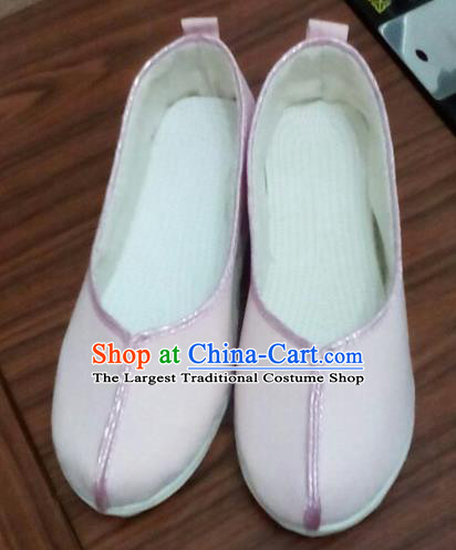 Chinese Traditional Handmade Light Pink Cloth Shoes Opera Shoes Hanfu Shoes Ancient Princess Shoes for Women