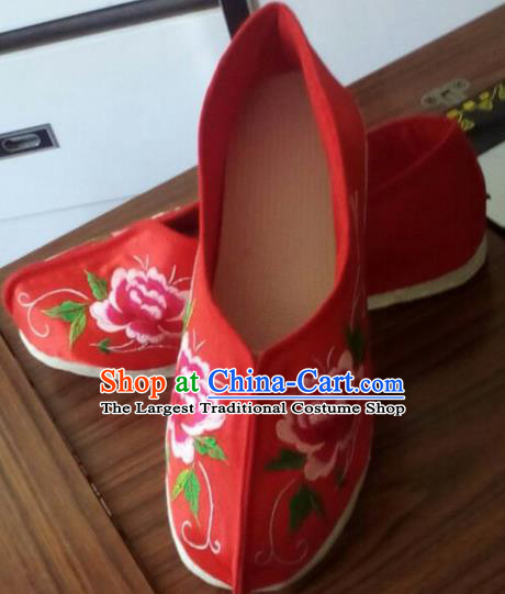 Chinese Traditional Embroidered Red Shoes Opera Shoes Hanfu Shoes Ancient Princess Shoes for Women