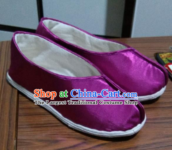 Chinese Traditional Purple Satin Shoes Opera Shoes Hanfu Shoes Ancient Princess Shoes for Women