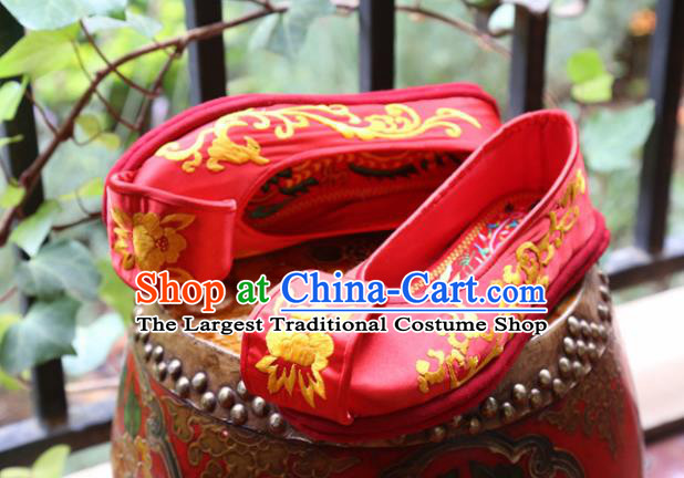 Chinese Wedding Embroidered Red Shoes Handmade Hanfu Shoes Traditional National Shoes for Women