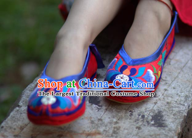 Chinese Embroidered Red Shoes Handmade Hanfu Shoes Traditional National Shoes for Women