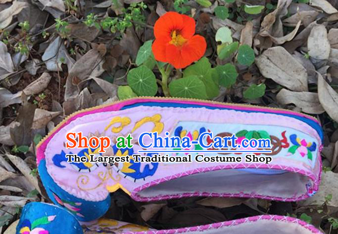 Chinese Handmade Embroidered Pink Shoes Hanfu Shoes Traditional National Shoes for Women