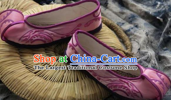 Chinese Handmade Pink Embroidered Shoes Hanfu Shoes Traditional National Shoes for Women