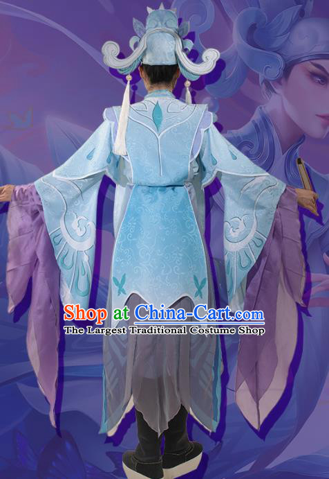 Chinese Cosplay Scholar Blue Hanfu Cloting Traditional Ancient Childe Costume for Men