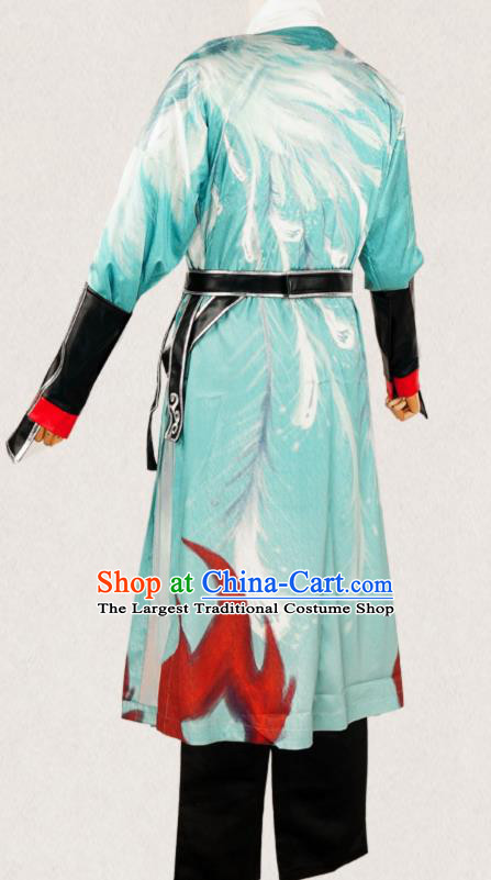 Chinese Cosplay Young Swordsman Blue Hanfu Cloting Traditional Ancient Childe Costume for Men