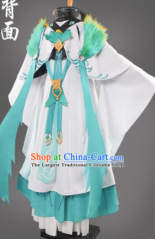 Chinese Cosplay Taoist Swordsman White Hanfu Clothing Traditional Ancient Knight Costume for Men