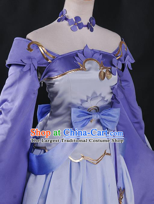 Chinese Cosplay Game Fairy Light Purple Dress Traditional Ancient Swordsman Costume for Women