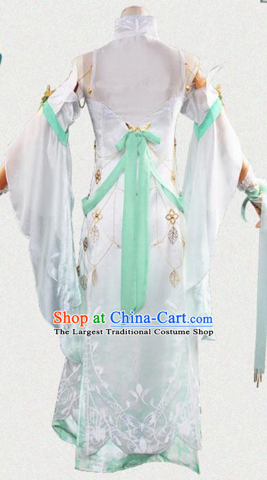 Chinese Cosplay Game Fairy Princess Light Blue Dress Traditional Ancient Female Swordsman Costume for Women
