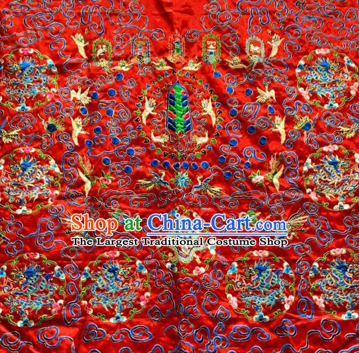 Chinese National Taoism Embroidered Dragon Cranes Red Priest Frock Cassock Traditional Taoist Rite Costume for Men