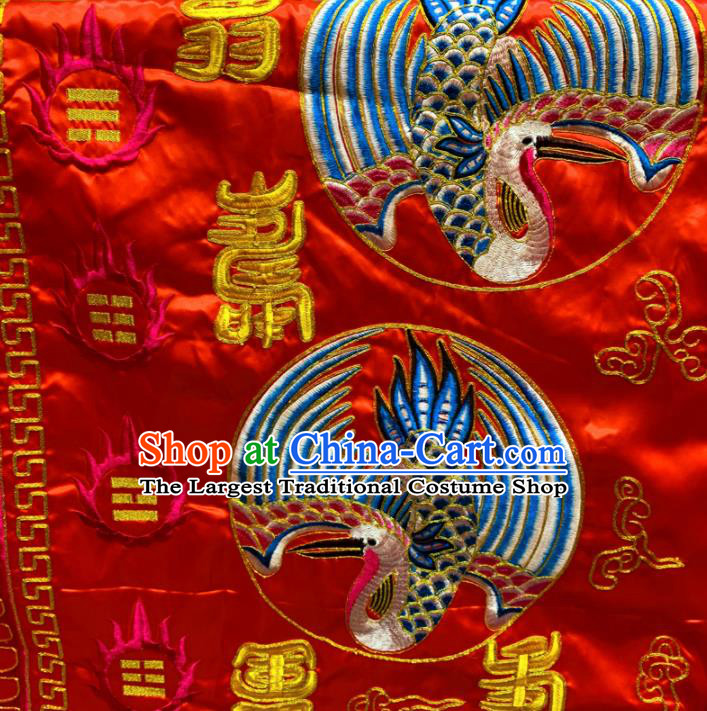 Chinese Taoism Embroidered Crane Red Priest Frock Cassock Traditional Taoist Rite Costume for Men
