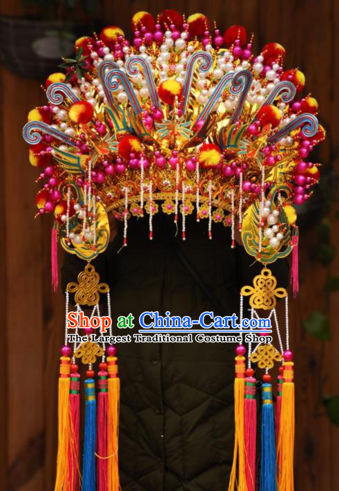 Chinese Traditional Temple Goddess Large Phoenix Coronet Bodhisattva Hair Accessories