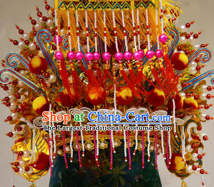 Chinese Traditional Temple Goddess Mazu Phoenix Coronet Bodhisattva Hat Hair Accessories