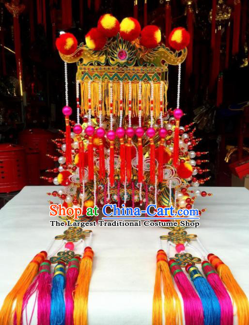 Chinese Traditional Beijing Opera Goddess Tassel Phoenix Coronet Bodhisattva Hat Hair Accessories