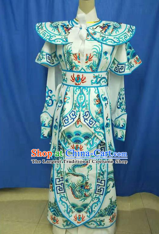 Chinese Traditional Peking Opera Takefu Blue Embroidered Kao Costume Handmade Ancient Swordsman Clothing for Men