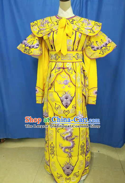 Chinese Traditional Peking Opera Takefu Embroidered Yellow Kao Costume Handmade Ancient Swordsman Clothing for Men