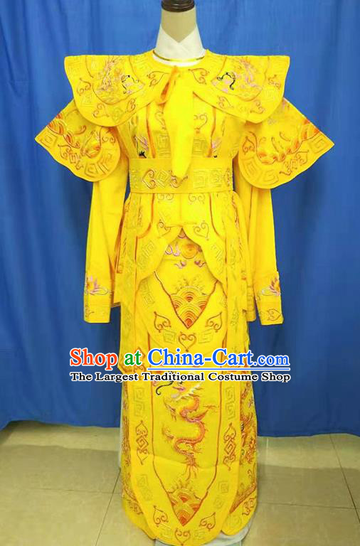 Chinese Traditional Peking Opera Takefu Embroidered Yellow Dragon Kao Costume Handmade Ancient Swordsman Clothing for Men
