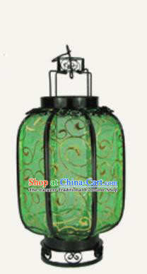 Chinese Classical Green Palace Lantern Traditional Handmade New Year Ironwork Ceiling Lamp