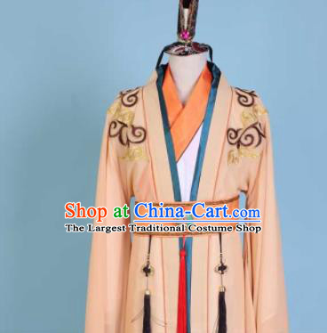 Chinese Traditional Classical Dance Orange Clothing Confucius Dance Stage Show Costume for Men