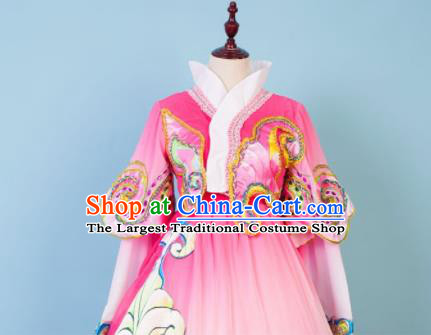 Chinese Traditional Korean Nationality Dance Pink Dress Ethnic Stage Show Costume for Women