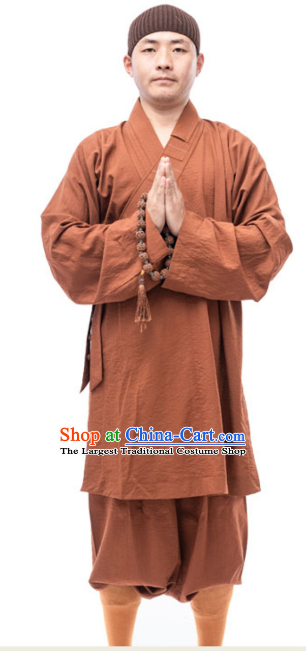 Brown Color Ancient Chinese Style Monk Dresses Monk Garment for Men