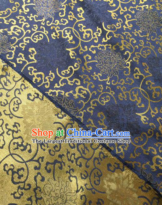 Asian Chinese Traditional Chrysanthemum Pattern Design Navy Gambiered Guangdong Gauze Fabric Silk Material