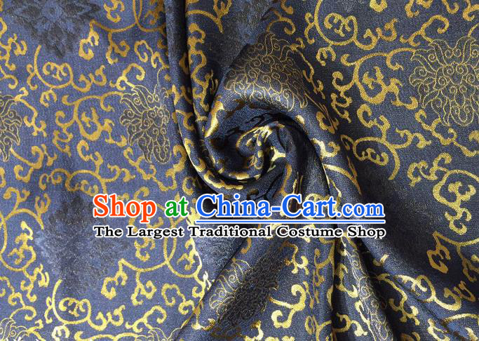 Asian Chinese Traditional Chrysanthemum Pattern Design Navy Gambiered Guangdong Gauze Fabric Silk Material